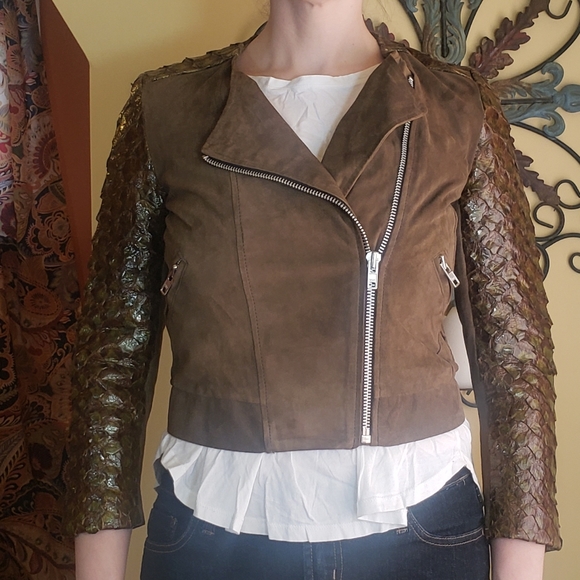 Dragon Scale & Leather Jacket, Sz 38 - Picture 10 of 12